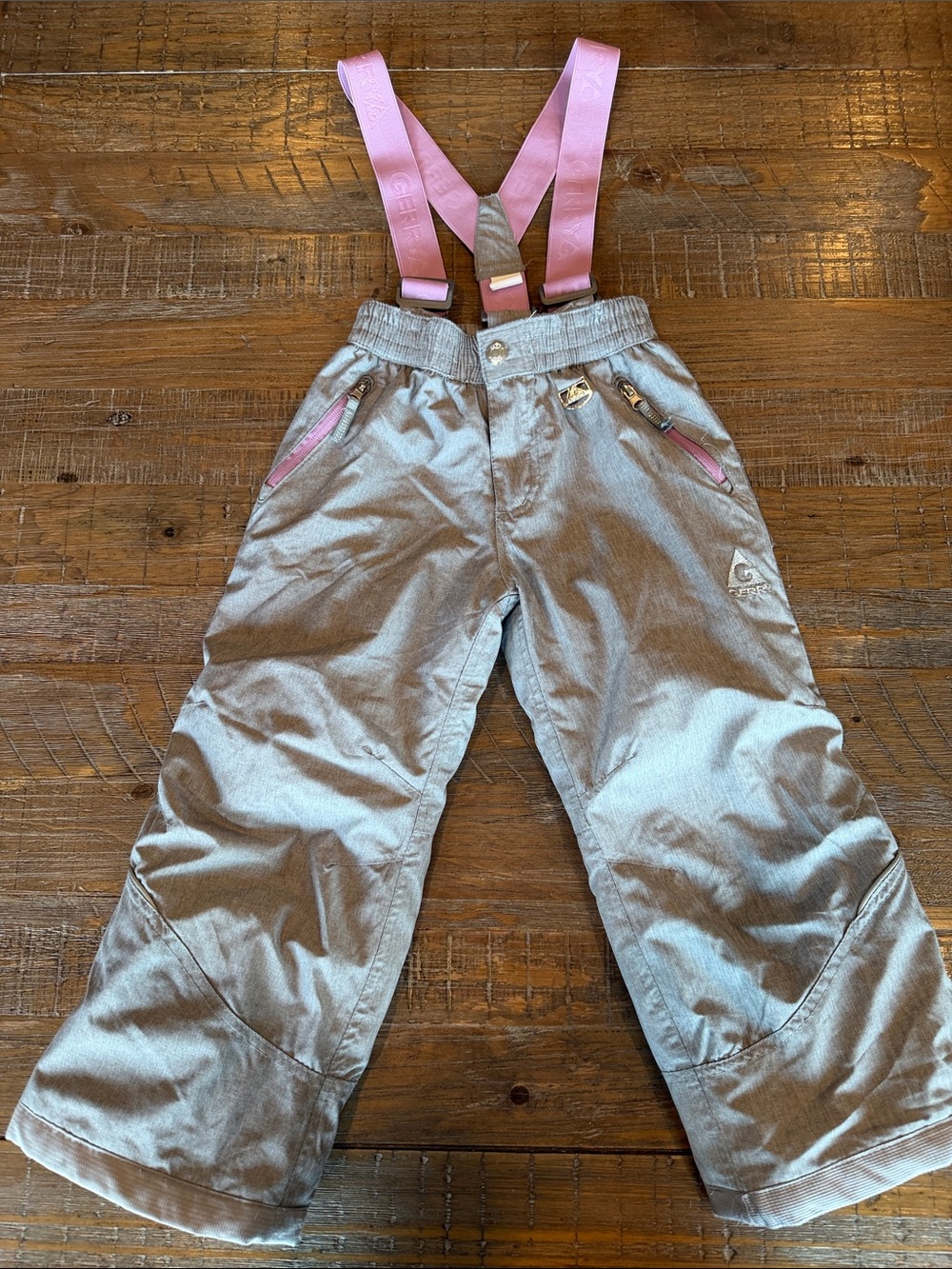 GERRY Kids little girls Waterproof Snow Pants with Pink Suspenders size XS 5/6